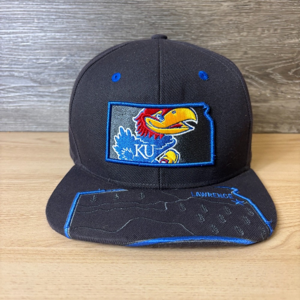 Kansas Jayhawks Hat Cap Snapback Gray Blue Basketball Zephyr